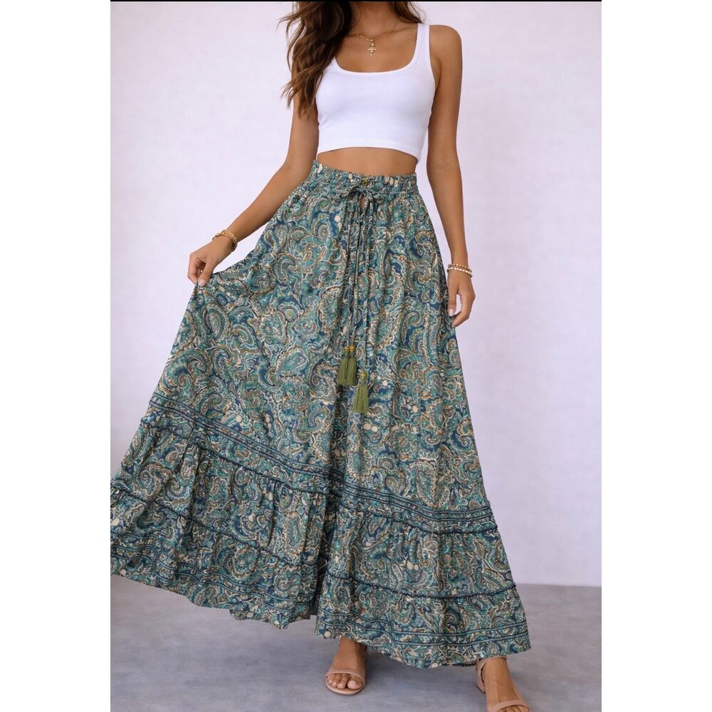 Boho Paisley Maxi Skirt